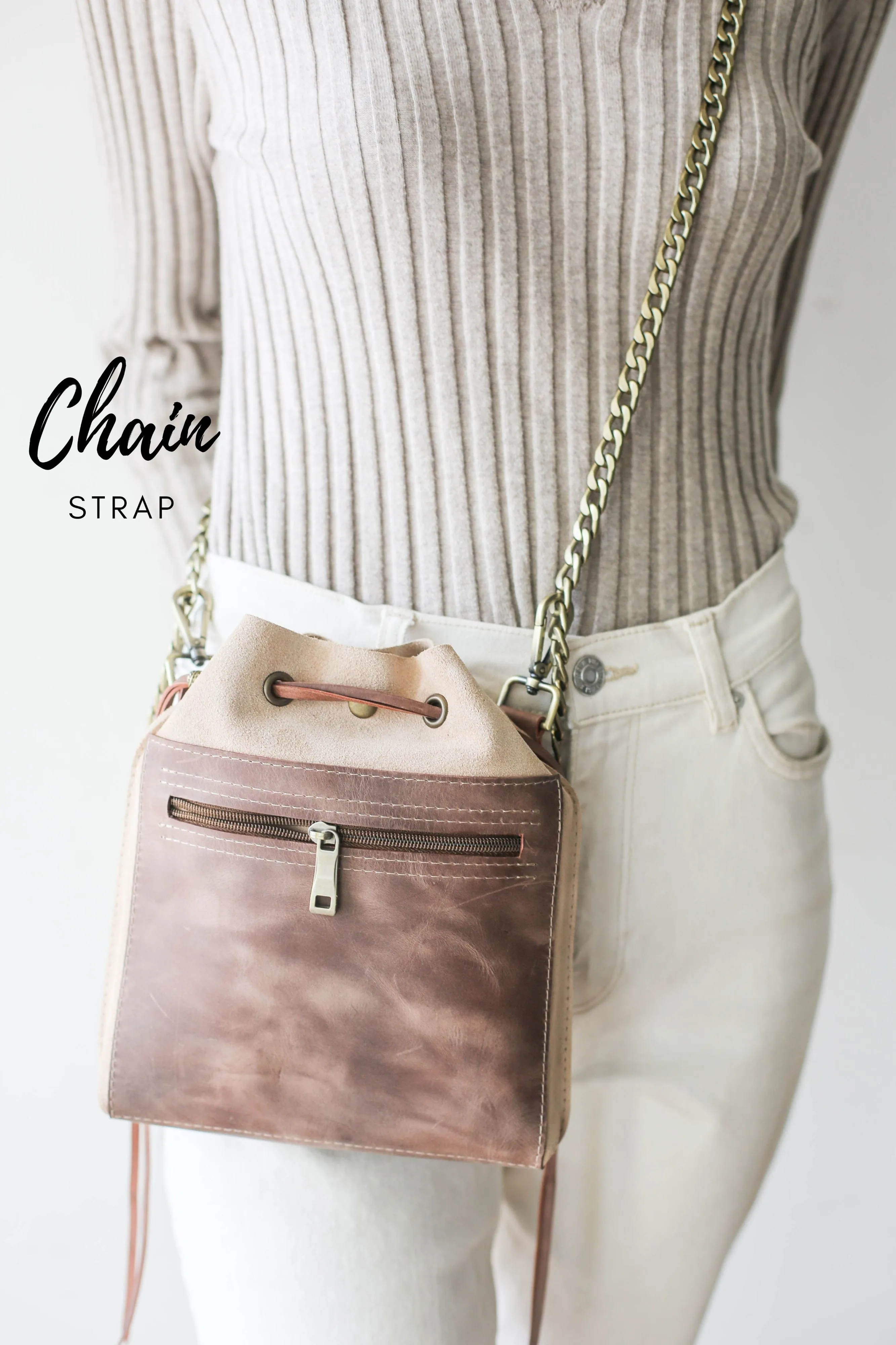 Taupe Designer Mini Bag - Small Leather Bag