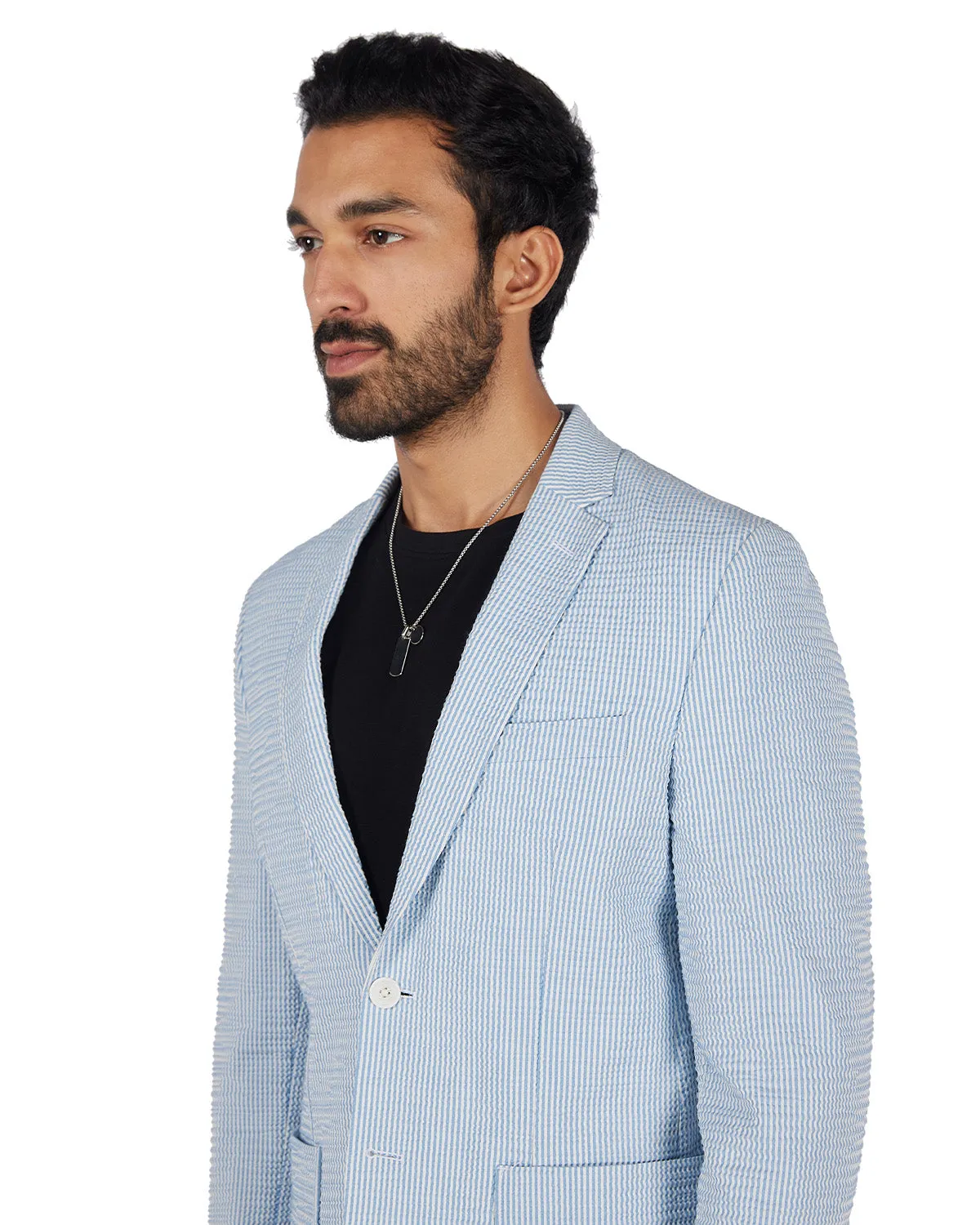 The Larkwood Seersucker Blazer - Light Blue