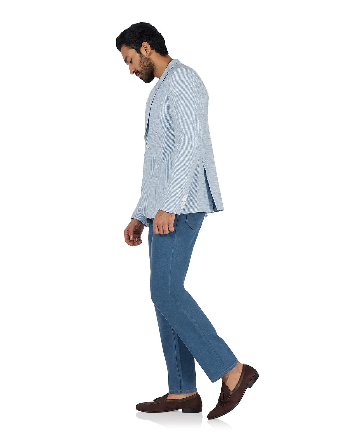 The Larkwood Seersucker Blazer - Light Blue