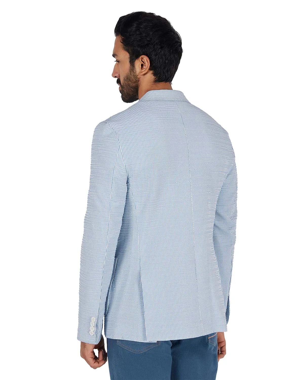 The Larkwood Seersucker Blazer - Light Blue