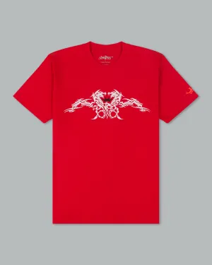 Tribal Dragon Tee. Red.