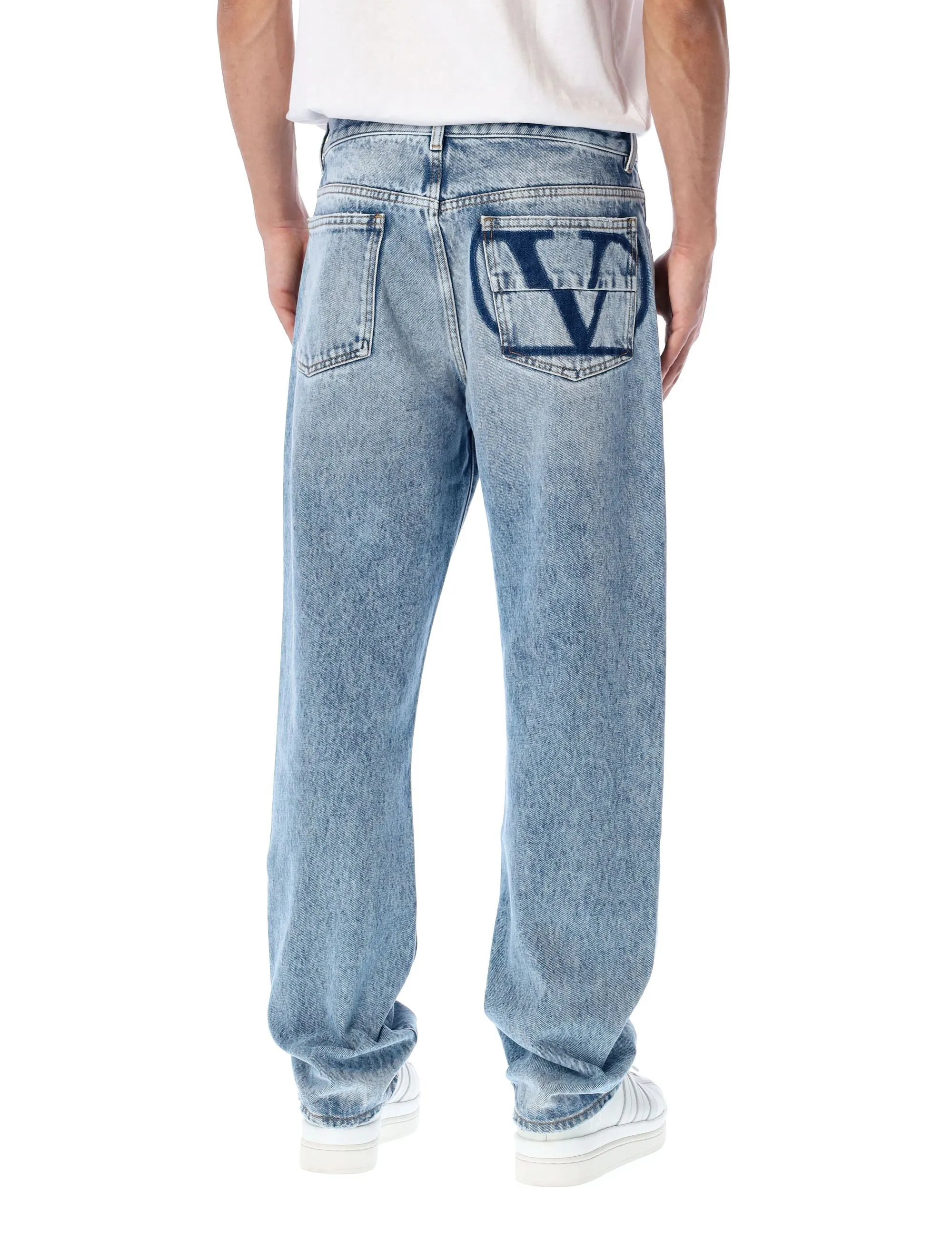 Valentino VLogo Printed Mid-Rise Jeans