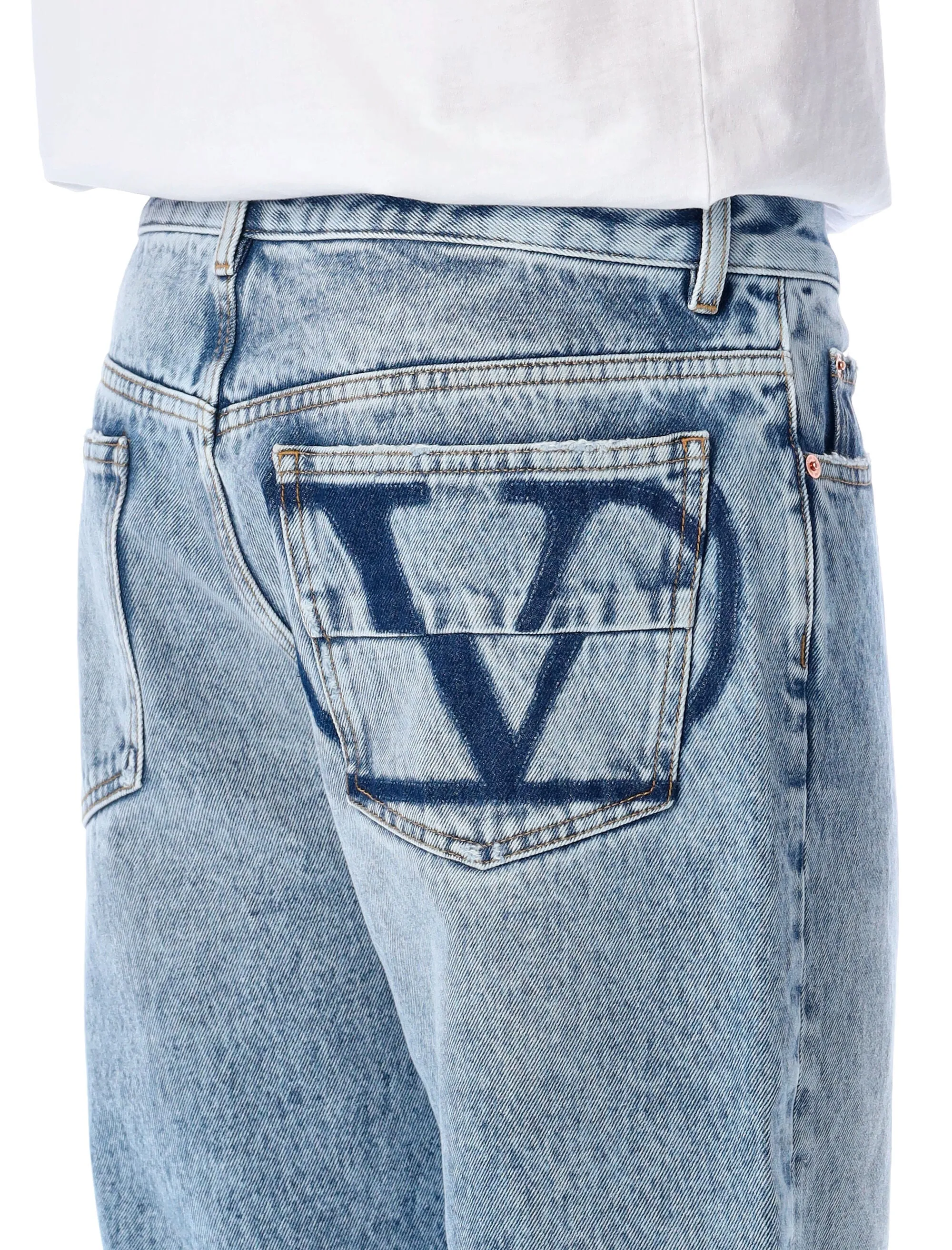 Valentino VLogo Printed Mid-Rise Jeans
