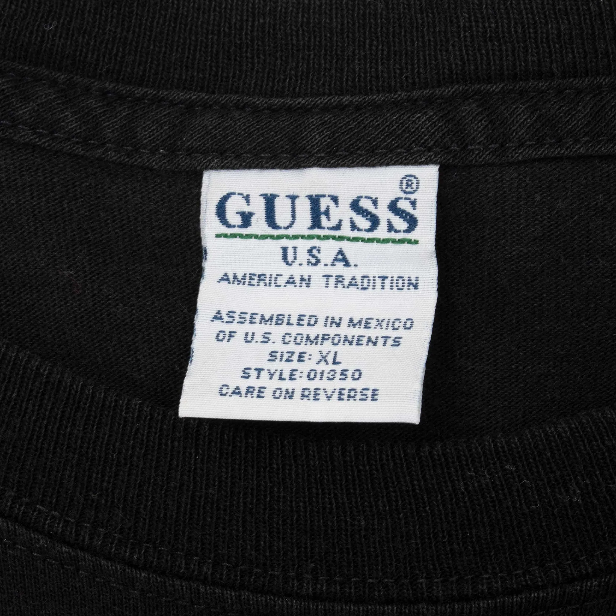 VINTAGE GUESS JEANS BLACK TEE SHIRT 1990S XL