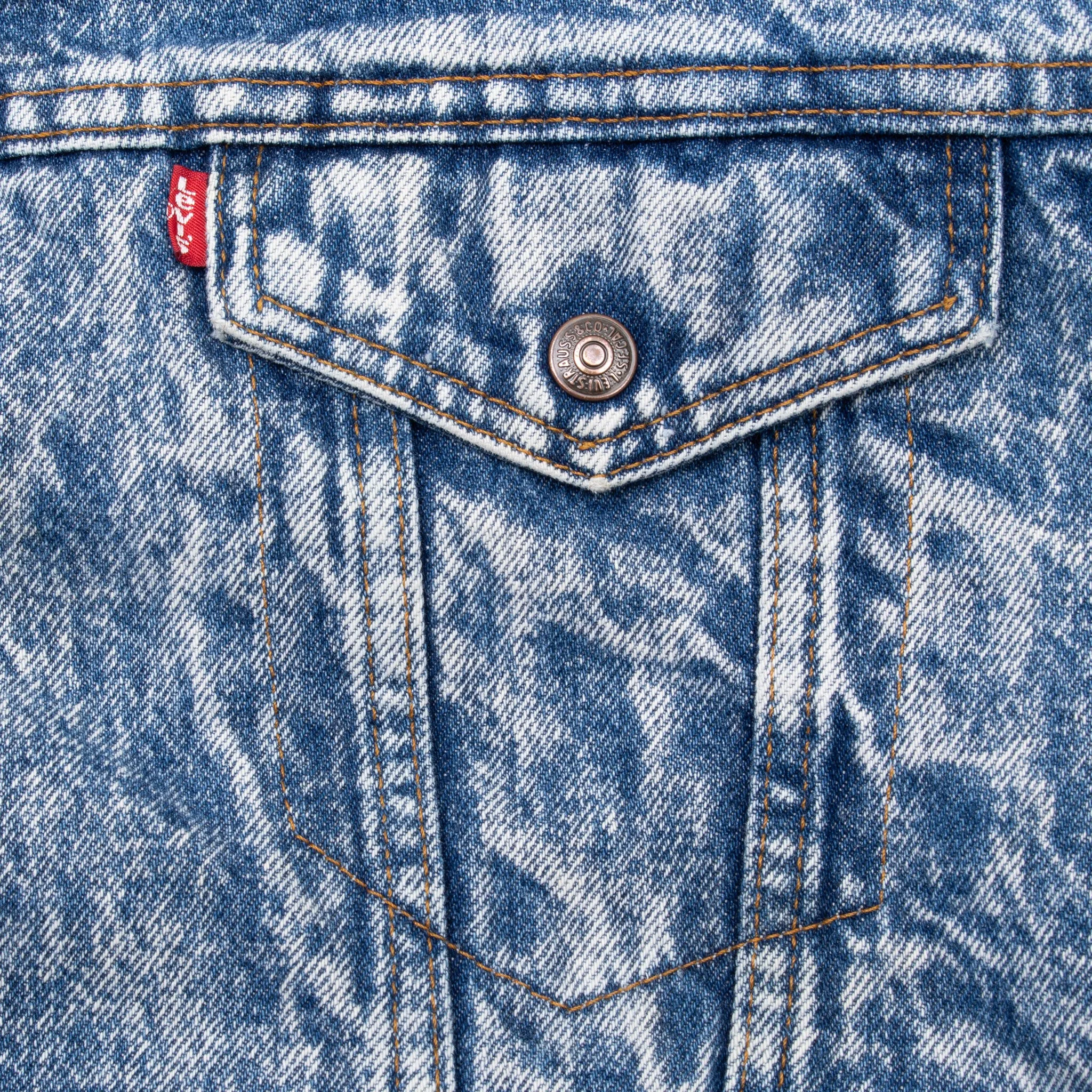 VINTAGE LEVIS SHERPA TRUCKER BLUE DENIM JACKET 1980S XL MADE IN USA
