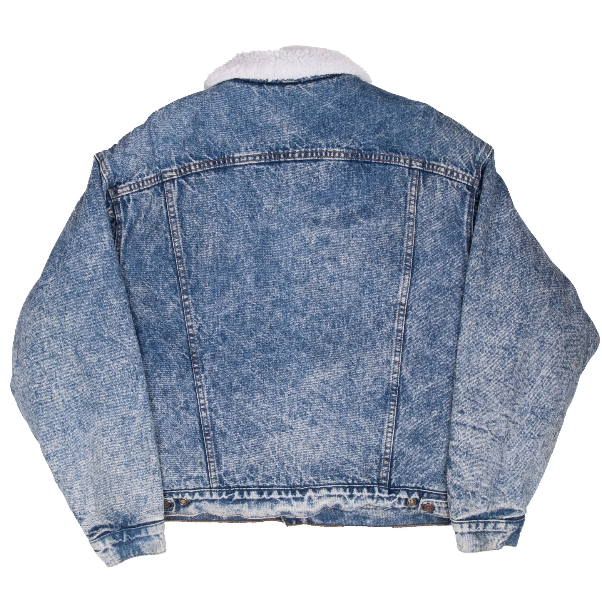 VINTAGE LEVIS SHERPA TRUCKER BLUE DENIM JACKET 1980S XL MADE IN USA