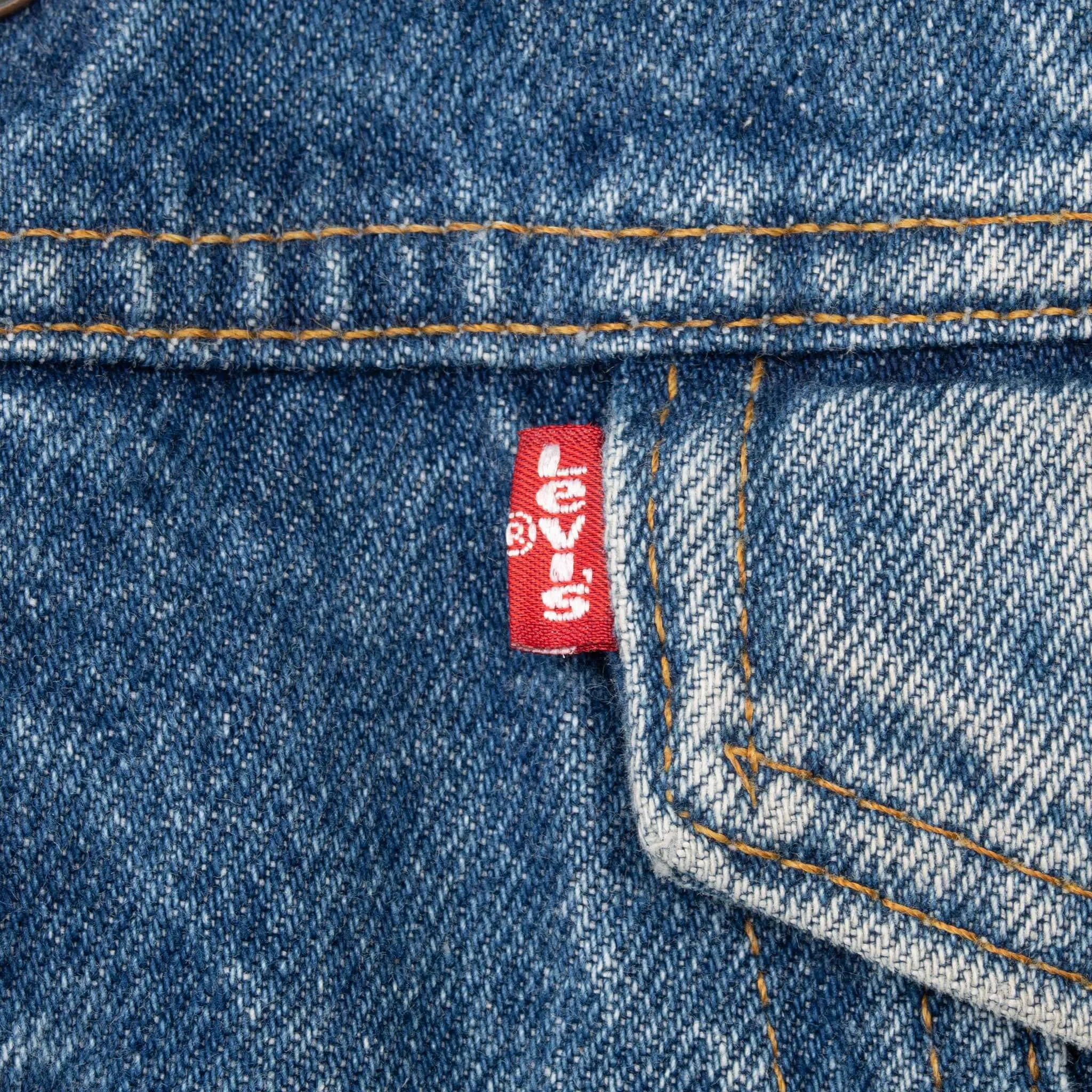 VINTAGE LEVIS SHERPA TRUCKER DENIM JACKET 1980S SIZE 34R XS MADE IN USA