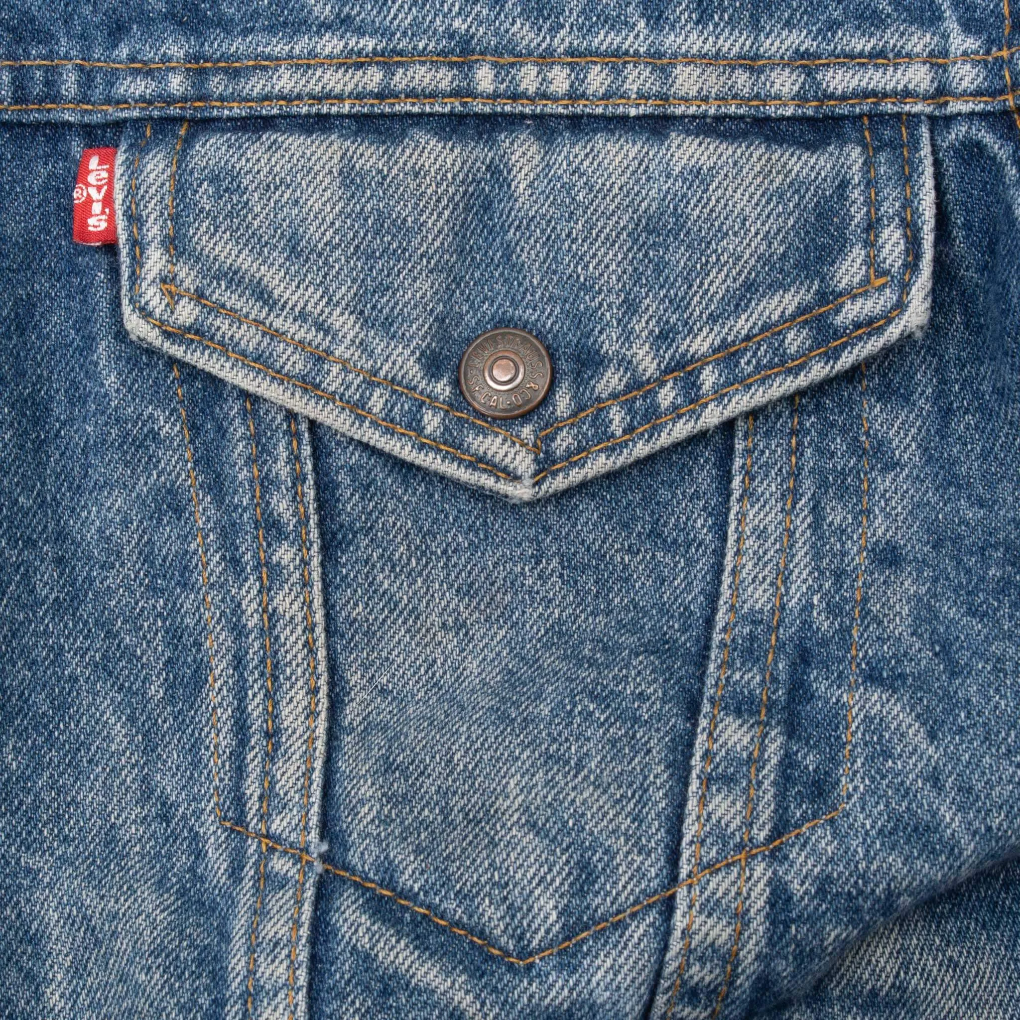 VINTAGE LEVIS SHERPA TRUCKER DENIM JACKET 1980S SIZE 34R XS MADE IN USA