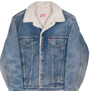 VINTAGE LEVIS SHERPA TRUCKER DENIM JACKET 1980S SIZE 34R XS MADE IN USA