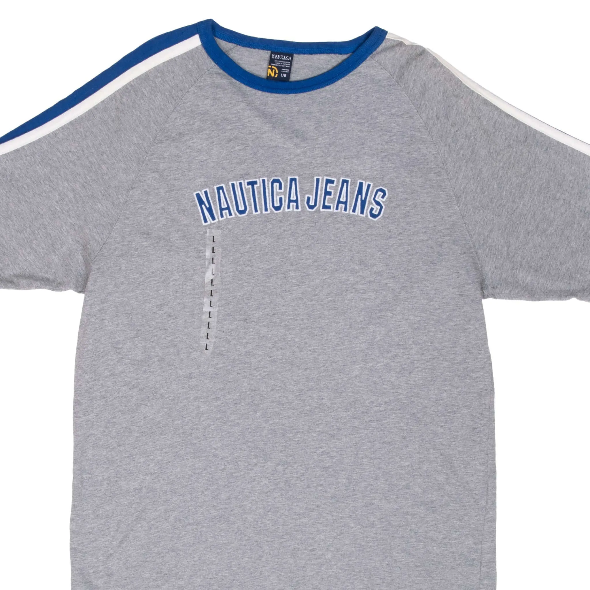 VINTAGE NAUTICA JEANS GREY TEE SHIRT 2000S LARGE DEADSTOCK