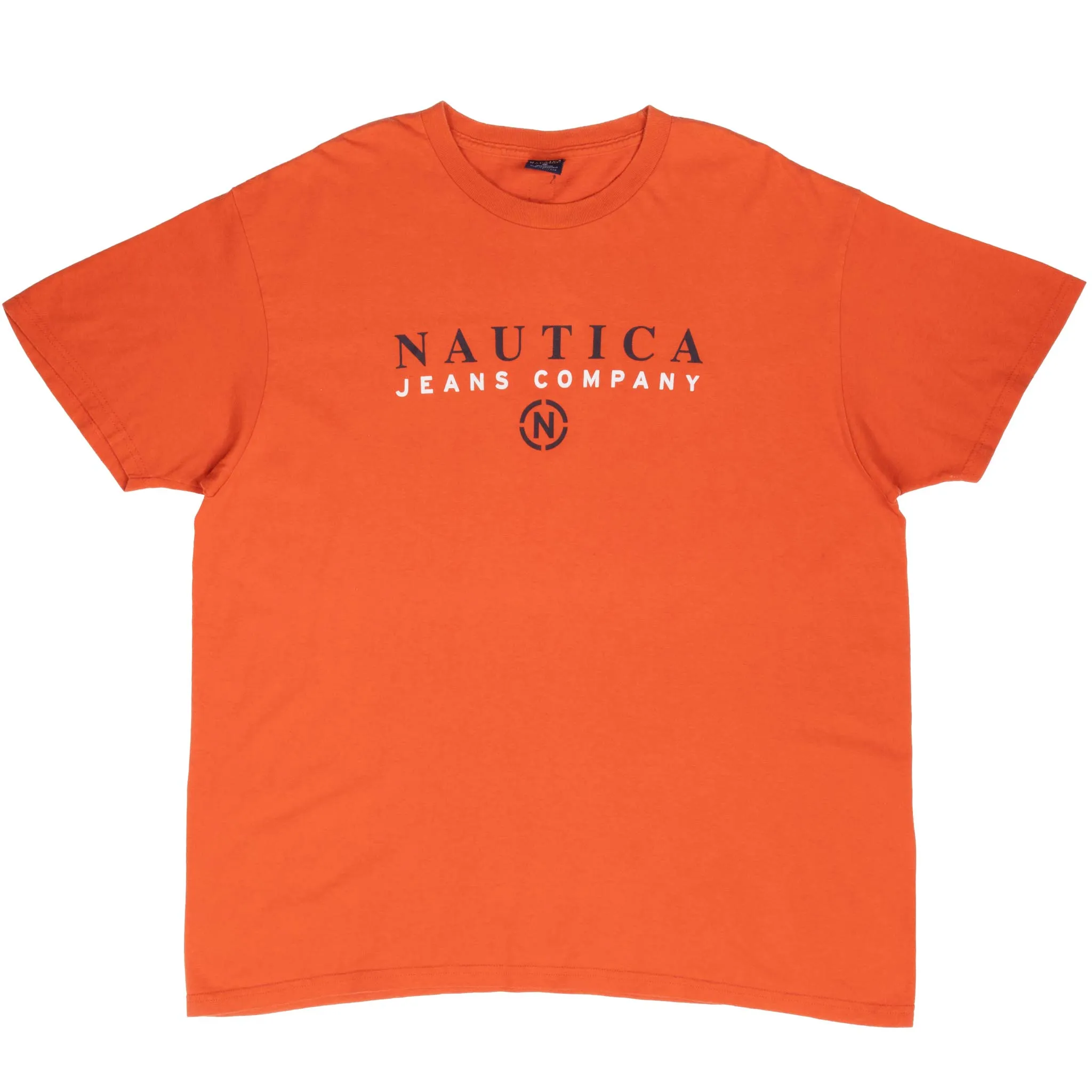 VINTAGE NAUTICA JEANS ORANGE TEE SHIRT 2000S LARGE