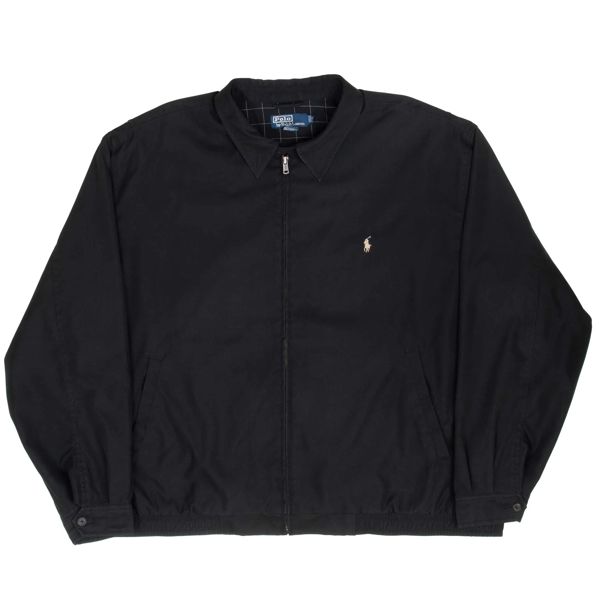 VINTAGE POLO RALPH LAUREN BLACK HARRINGTON GOLF JACKET 1990S 2XL BIG