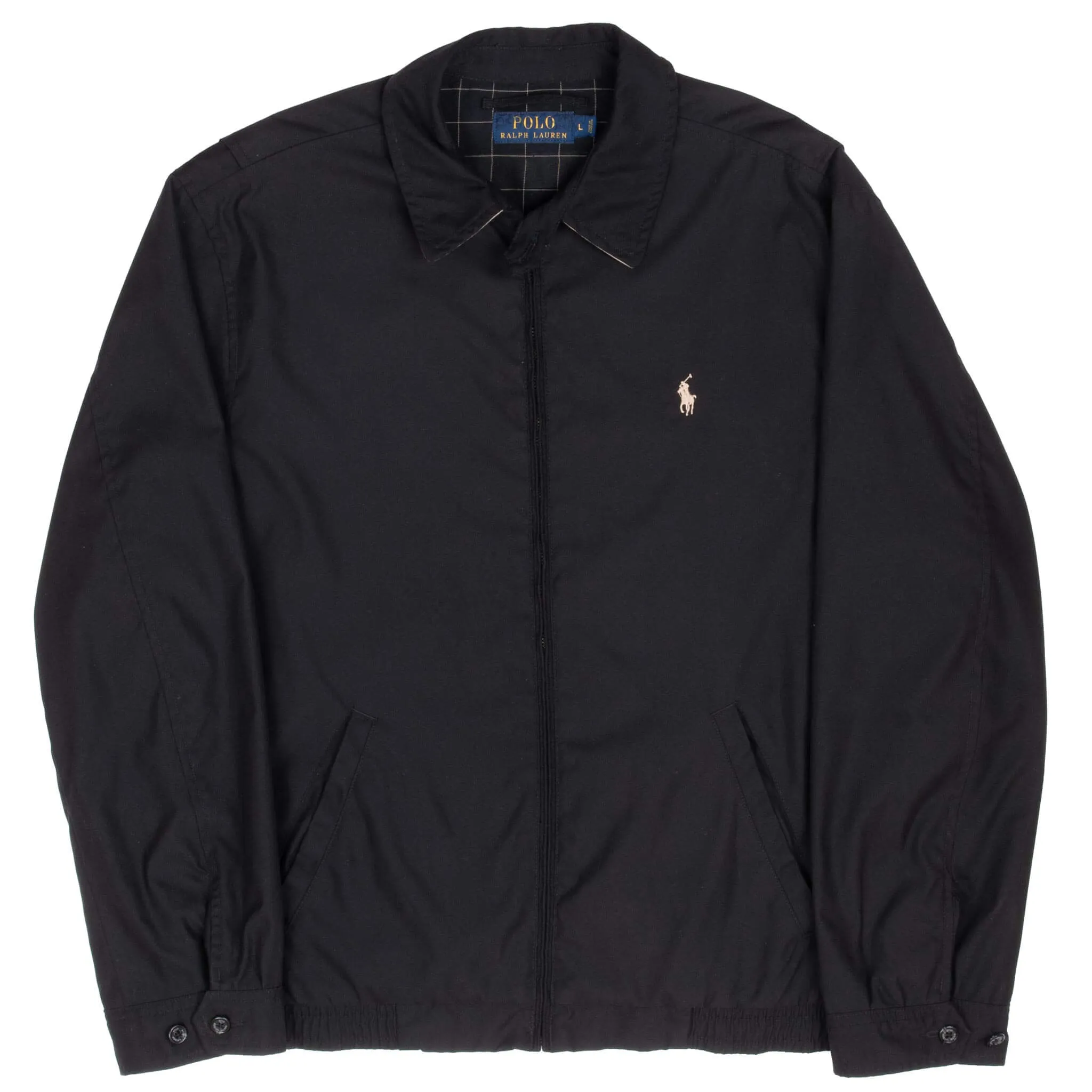 VINTAGE POLO RALPH LAUREN BLACK HARRINGTON GOLF JACKET LARGE