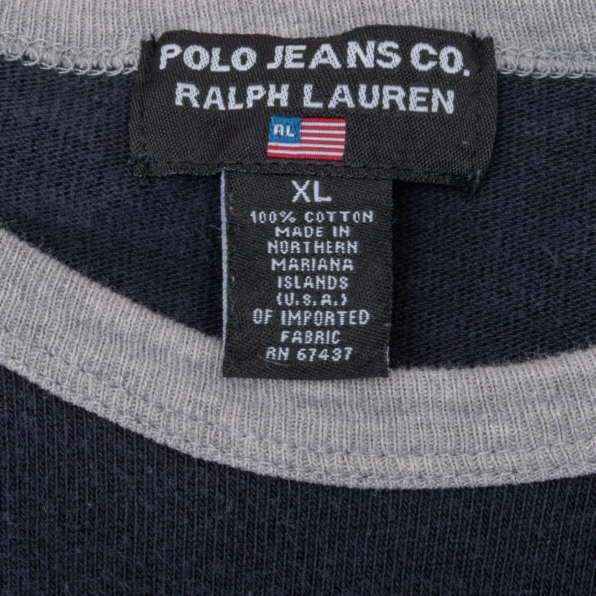 VINTAGE RALPH LAUREN POLO JEANS CO NAVY BLUE TEE SHIRT 1990S XL MADE IN USA