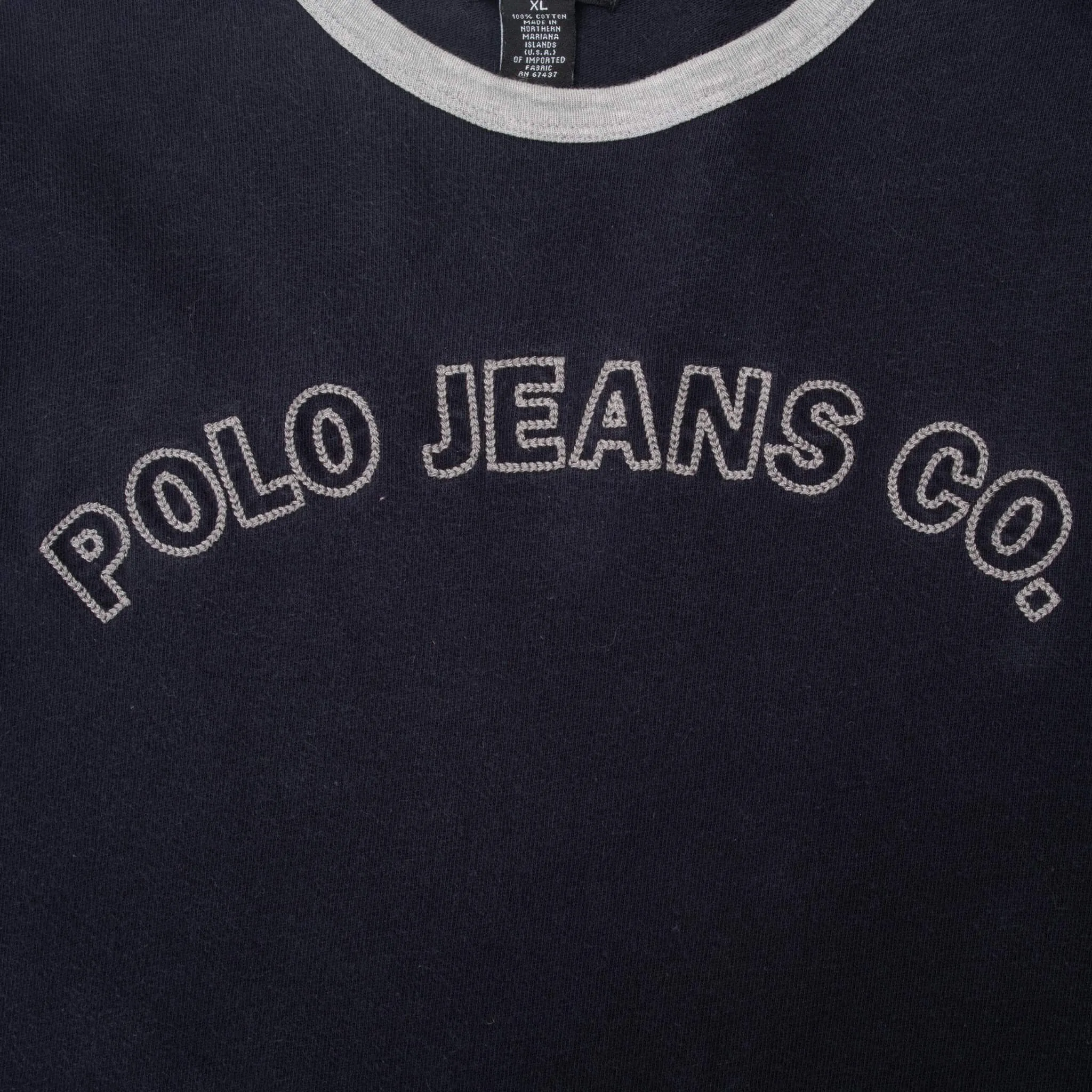 VINTAGE RALPH LAUREN POLO JEANS CO NAVY BLUE TEE SHIRT 1990S XL MADE IN USA