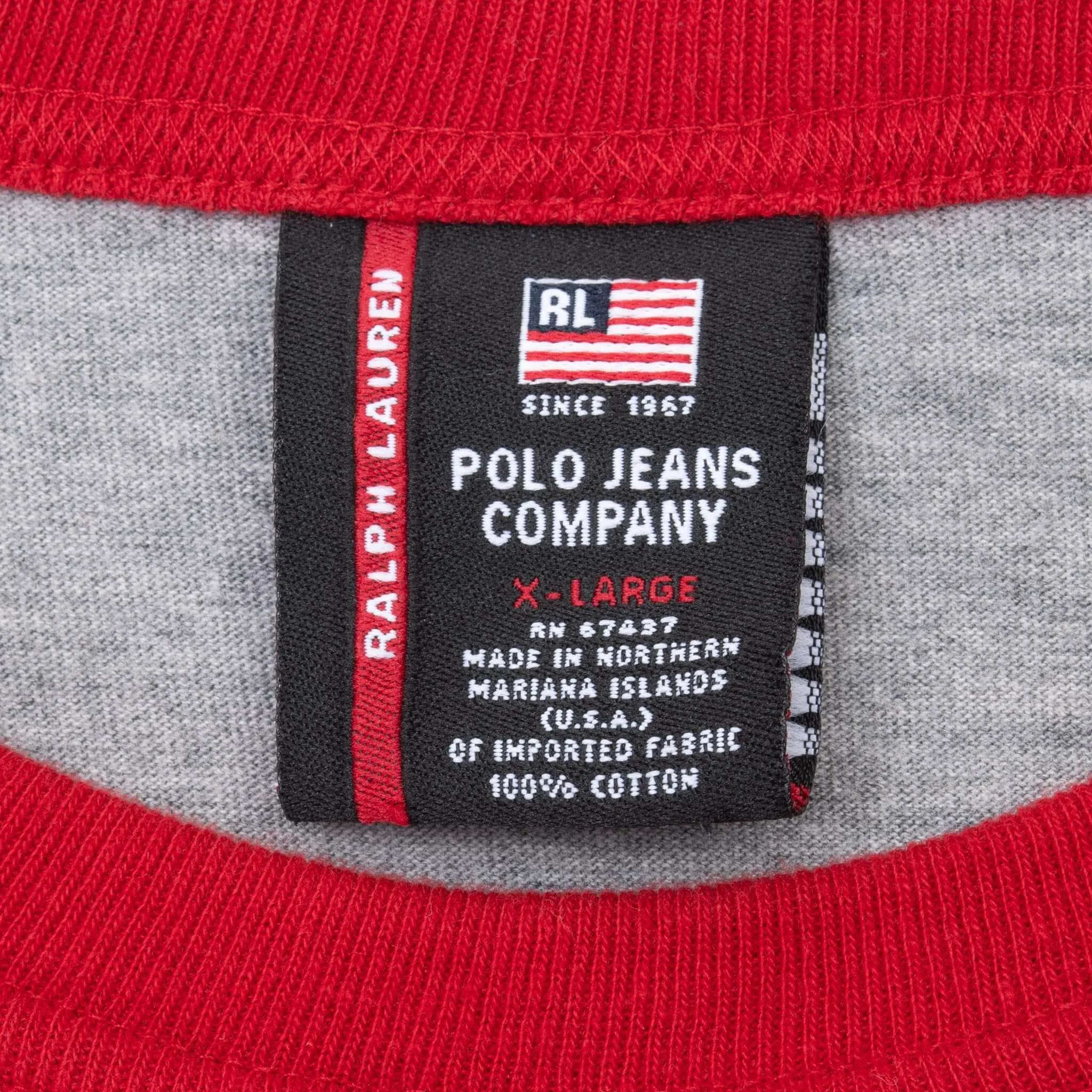 VINTAGE RALPH LAUREN POLO JEANS REGLAN SLEEVE TEE SHIRT 1990S XL MADE IN USA