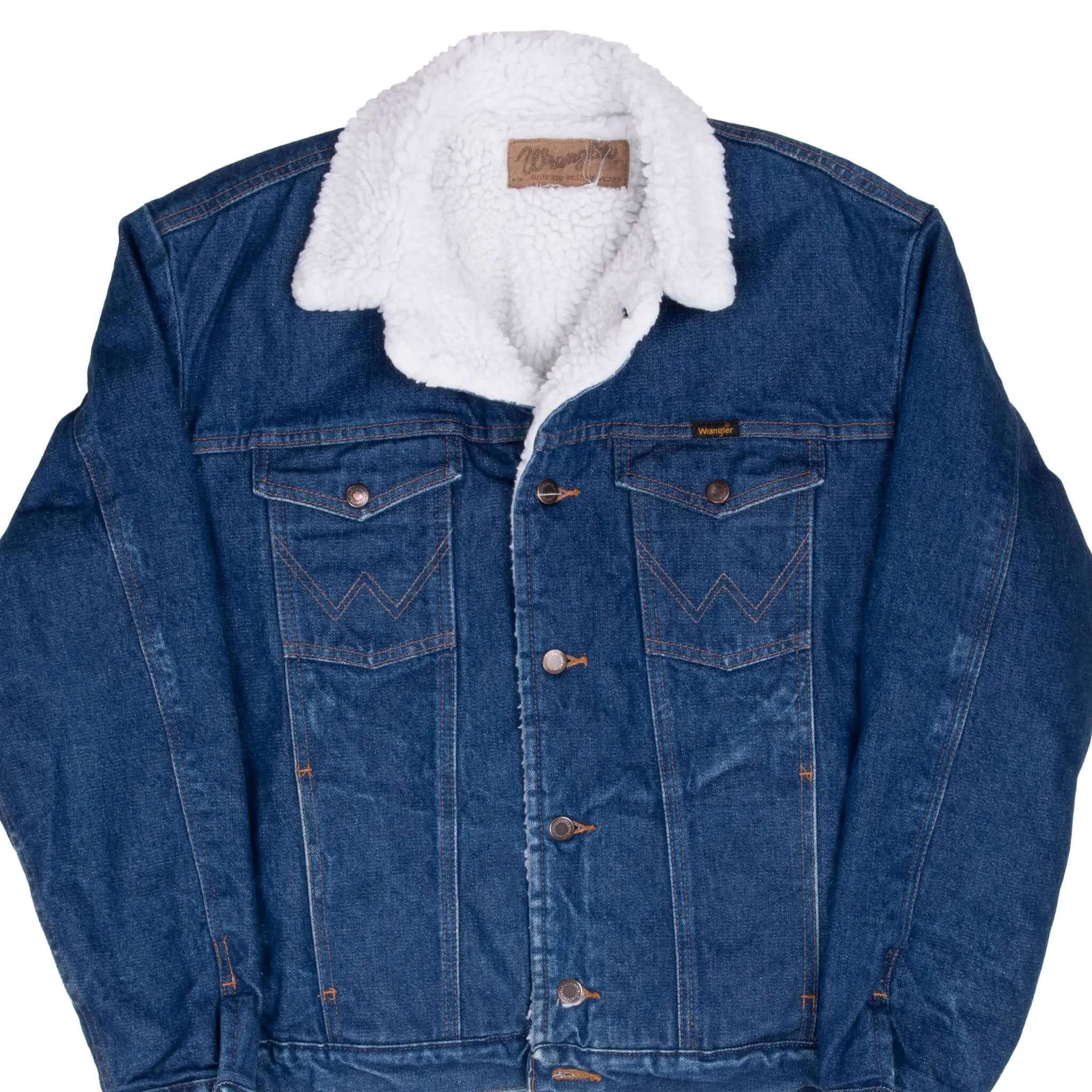 VINTAGE WRANGLER SHERPA LINER DENIM TRUCKER JACKET 1980S LARGE