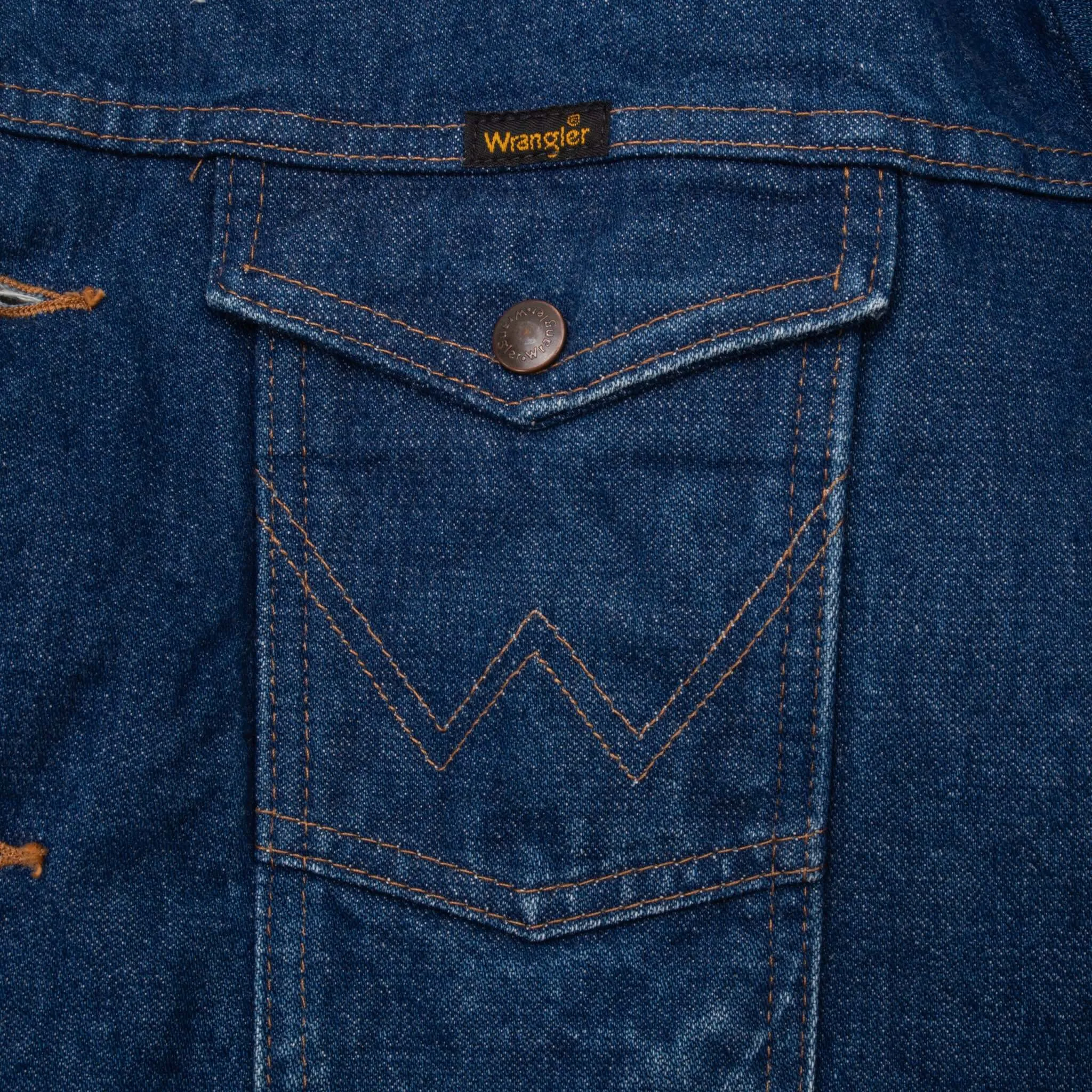 VINTAGE WRANGLER SHERPA LINER DENIM TRUCKER JACKET 1980S LARGE