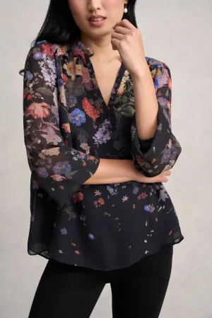 Viscose Georgette Printed Blouse - Midnight Floral