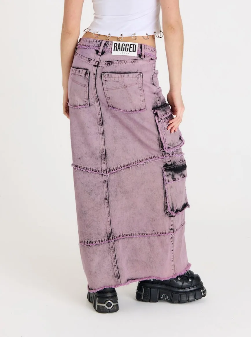 Vortex Denim Combat Maxi Skirt