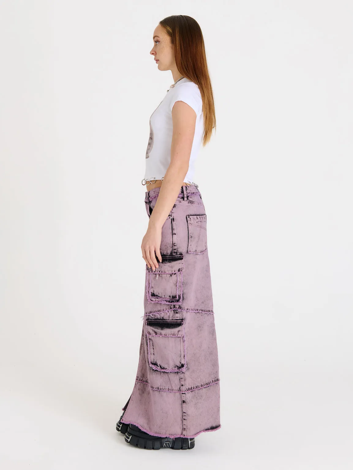 Vortex Denim Combat Maxi Skirt