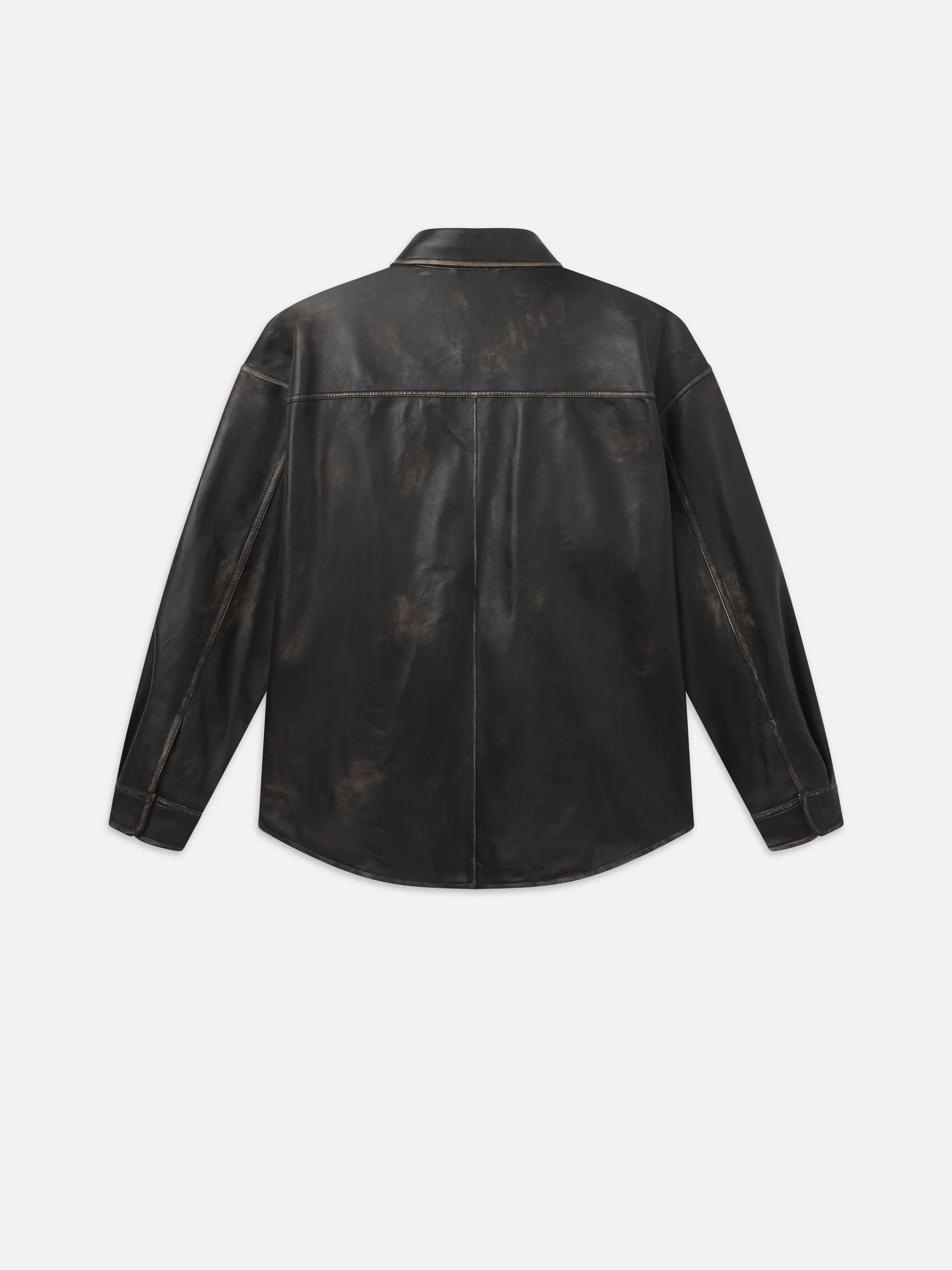 Washed Leather Shirt -- Black Washed