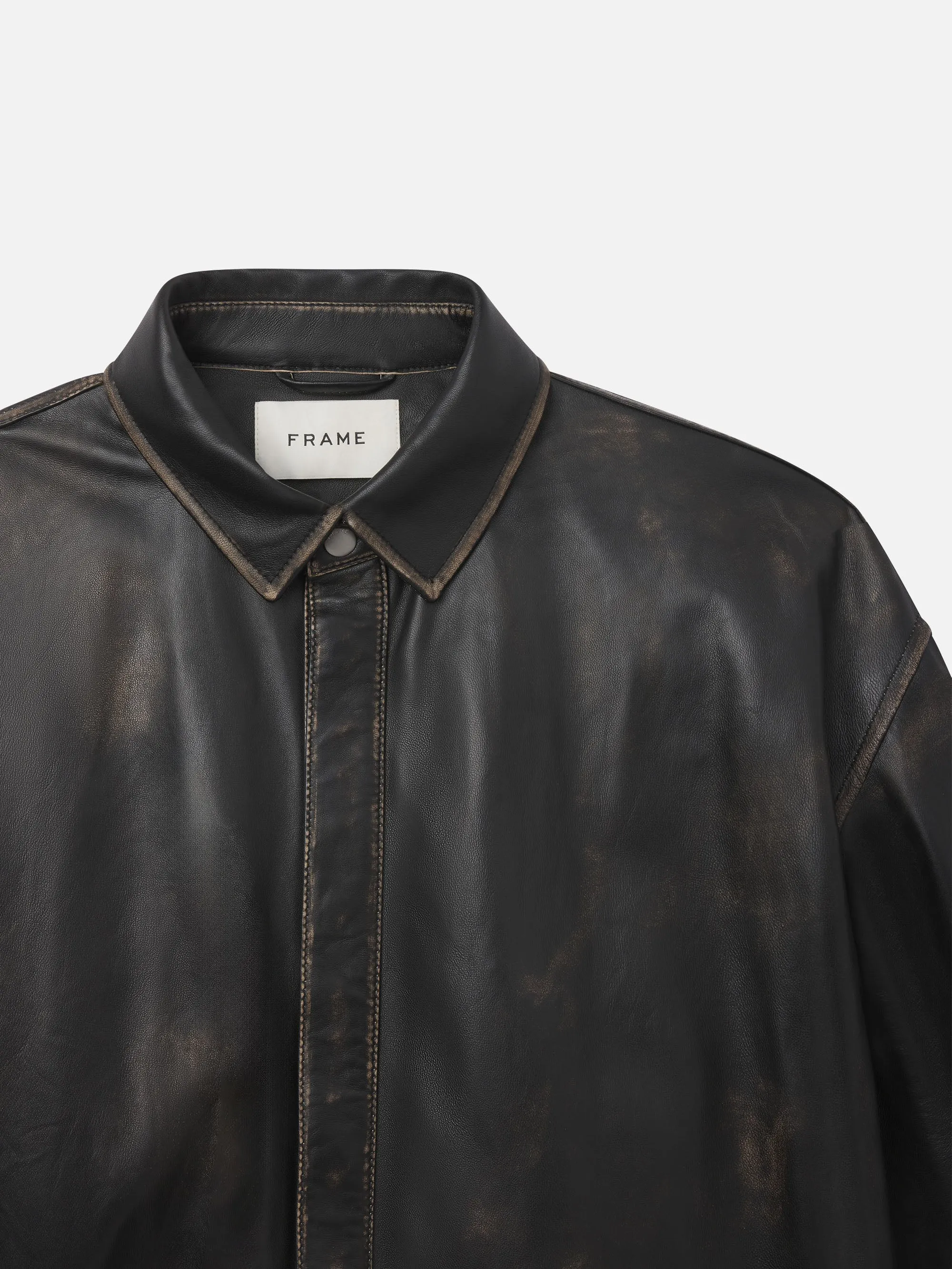 Washed Leather Shirt -- Black Washed
