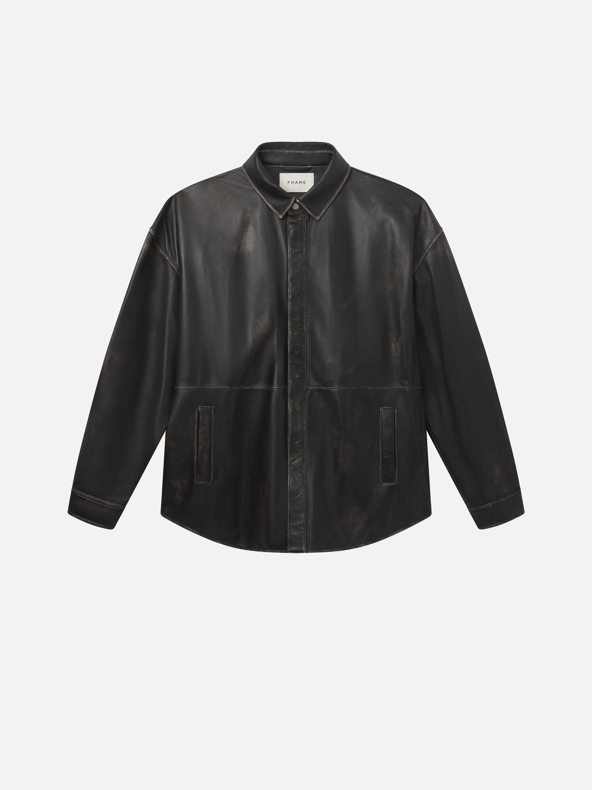 Washed Leather Shirt -- Black Washed