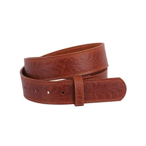 Western Tooled Snap On Belt Strap