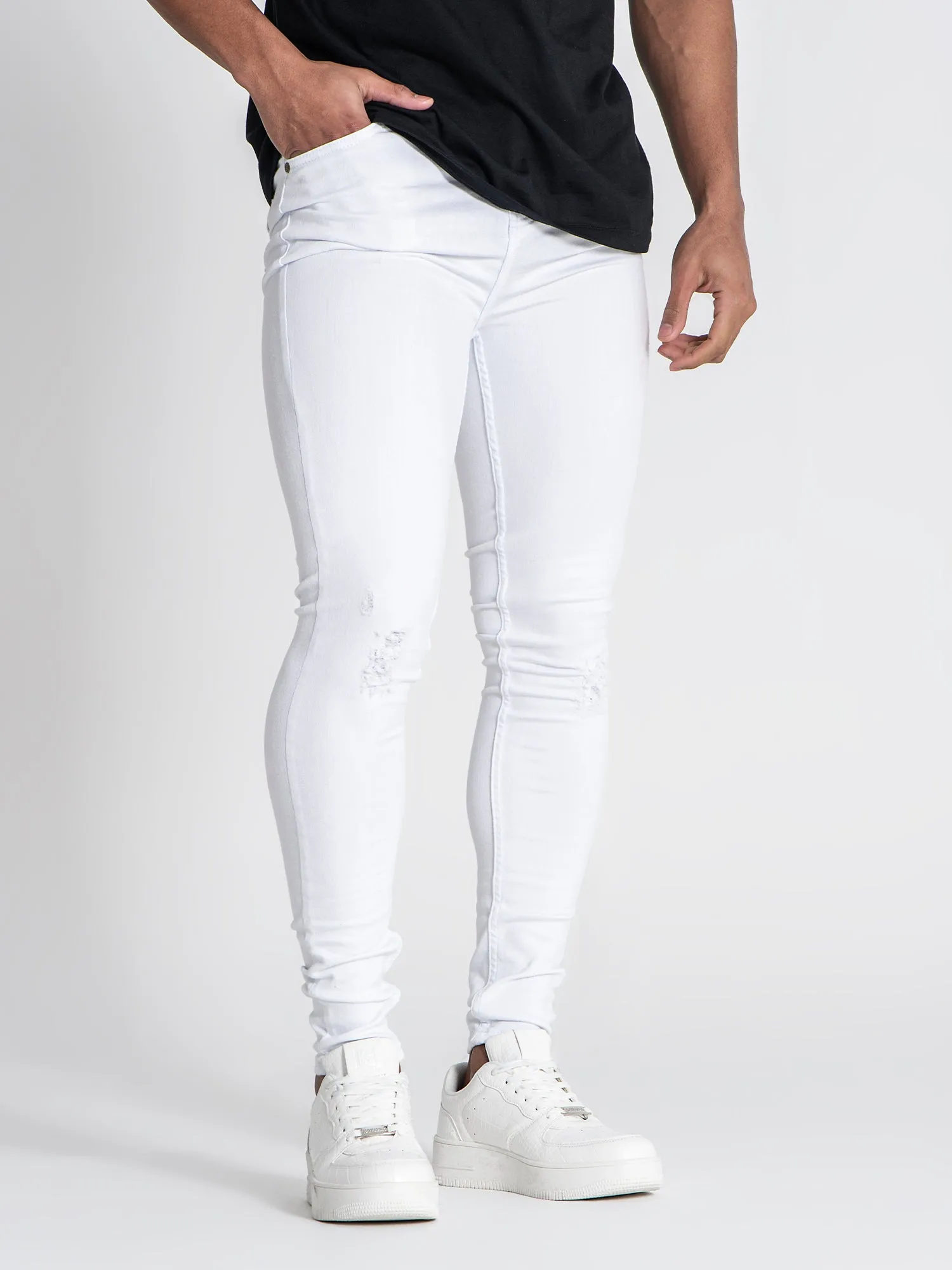 White Core Ripped Jeans