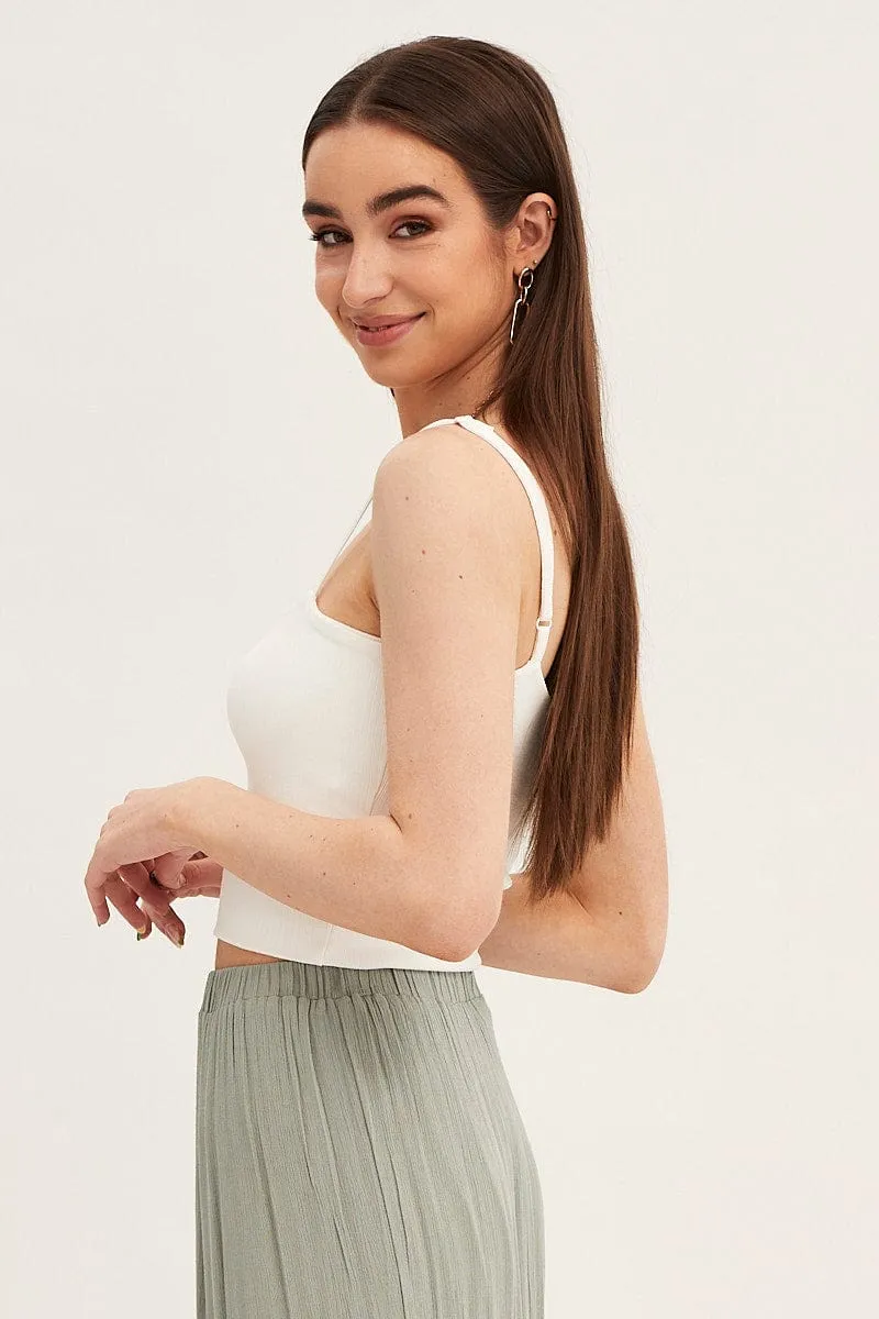 White Cotton Singlet Stretch