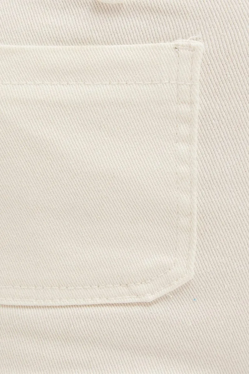 White Skinny Denim Shorts High Waist Out Pocket