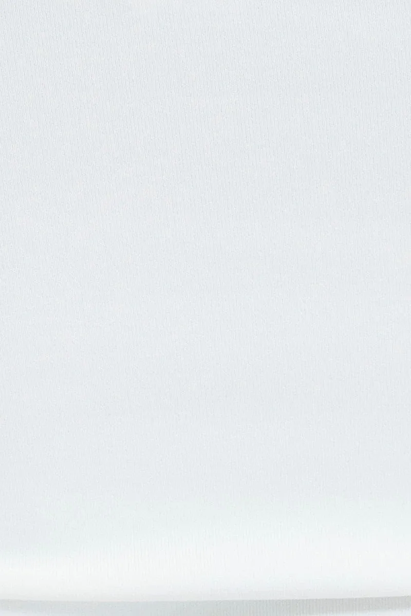 White Top Long Sleeve Round Neck Elastic Back Jersey