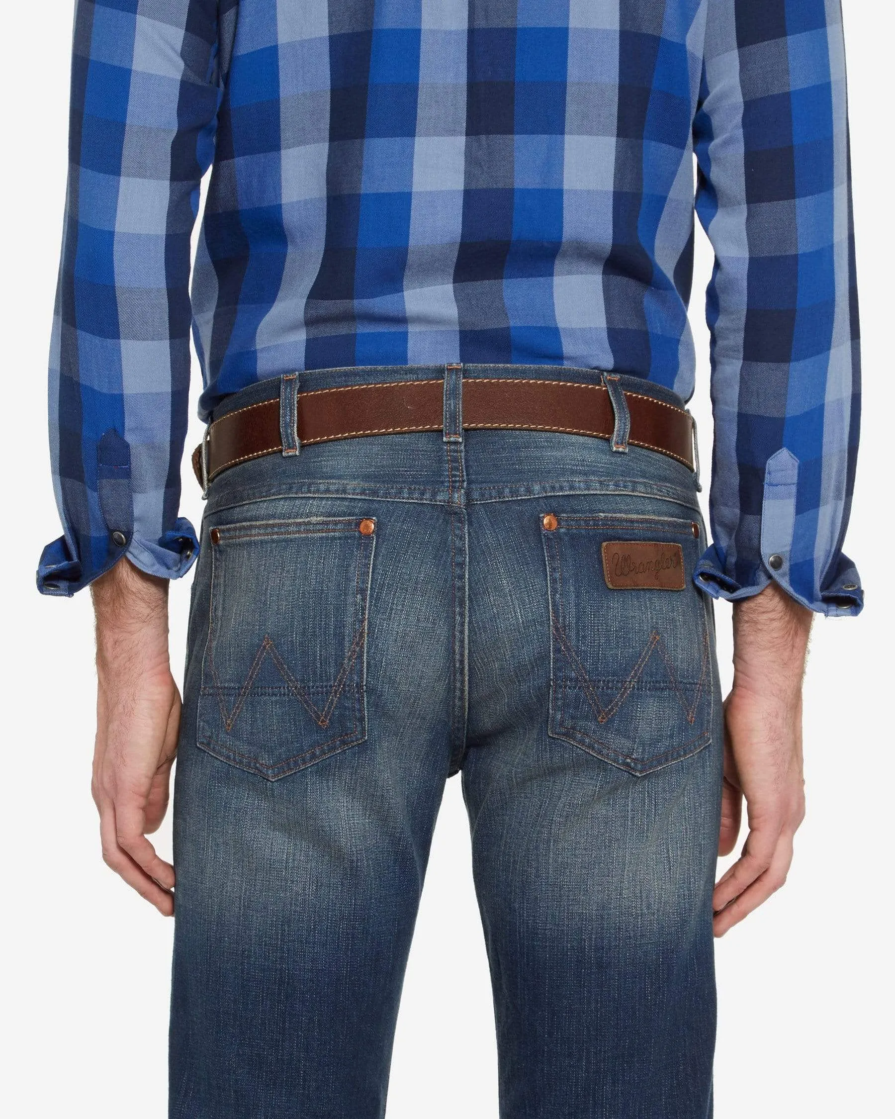 Wrangler Basic Stitched Belt - Mid Brown