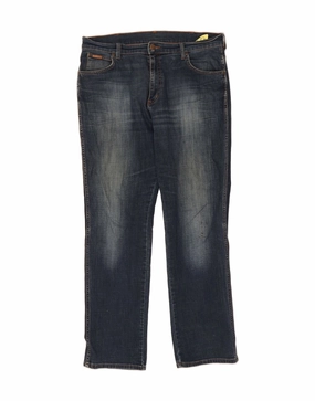 WRANGLER Mens Texas Stretch Straight Jeans W36 L32 Blue Cotton