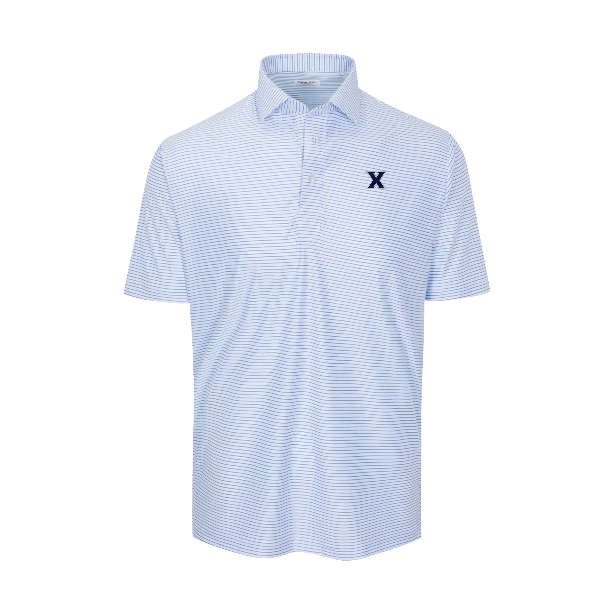 Xavier Featherweight Flex Polo Camden White with Blue Stripe