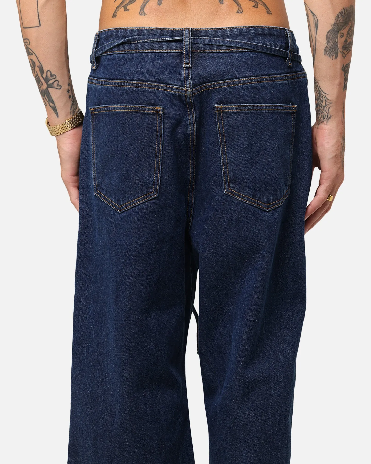 XXIII Tie Lace Baggy Jeans Stonewash Indigo