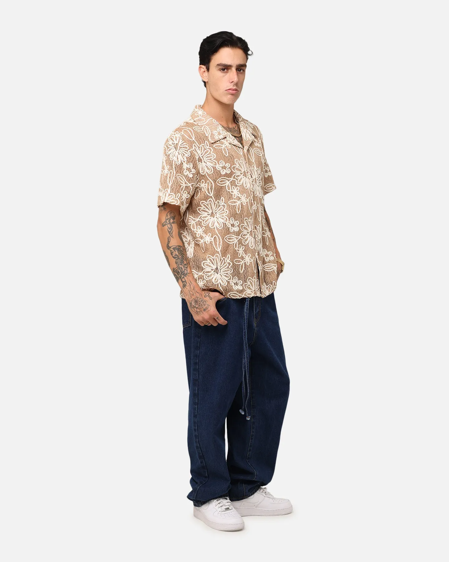 XXIII Tie Lace Baggy Jeans Stonewash Indigo