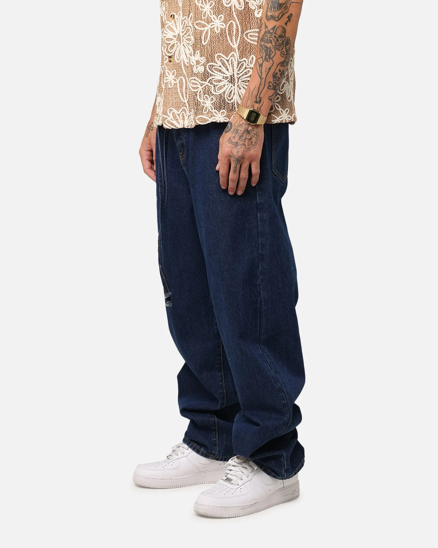 XXIII Tie Lace Baggy Jeans Stonewash Indigo