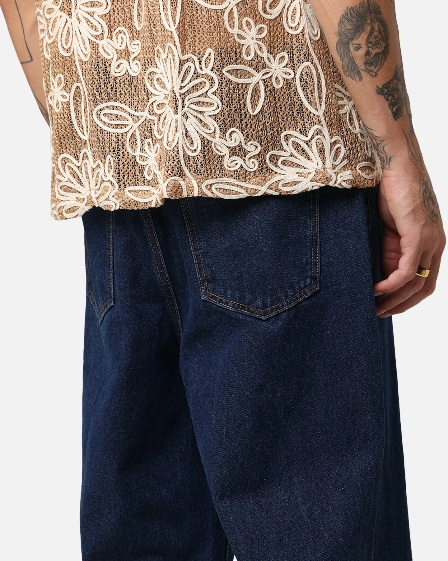 XXIII Tie Lace Baggy Jeans Stonewash Indigo
