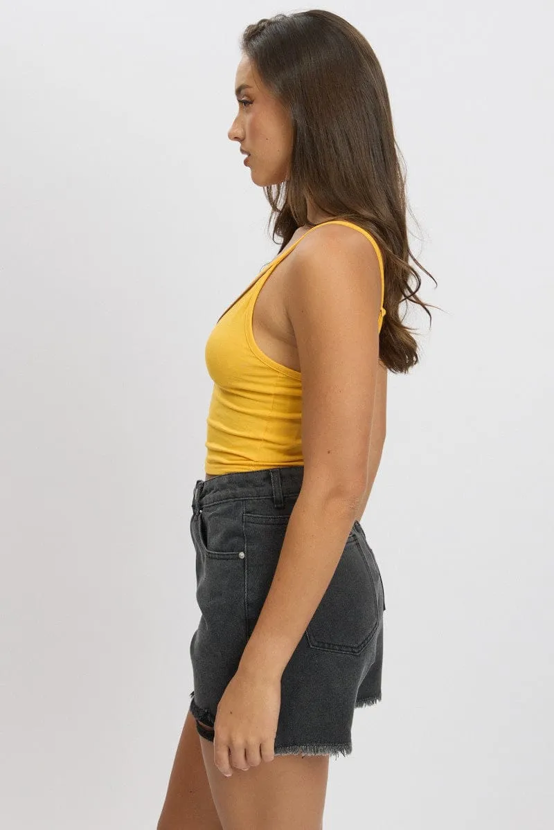 Yellow Graphic Halter Neck Top