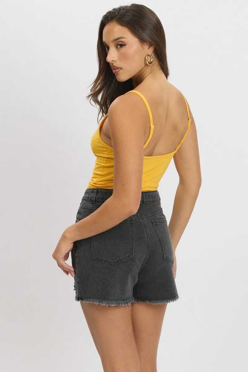 Yellow Graphic Halter Neck Top