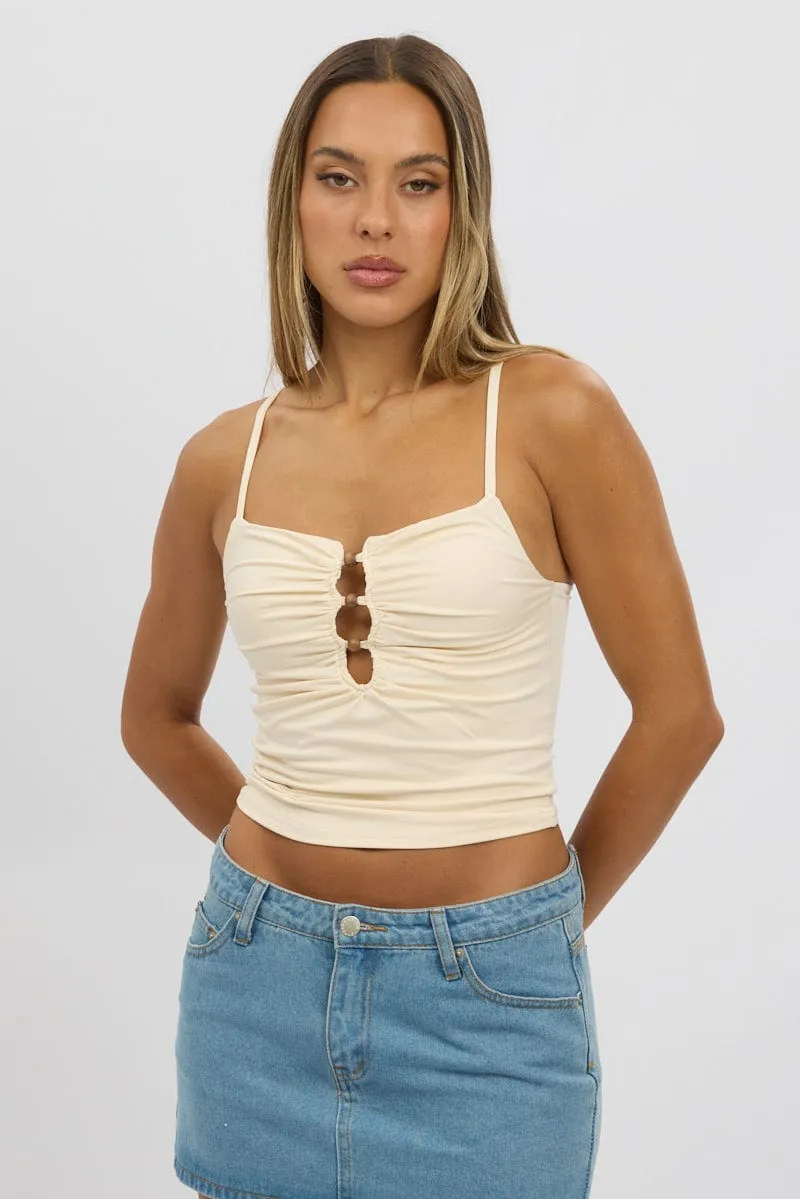 Yellow Singlet Top Beads With Details
